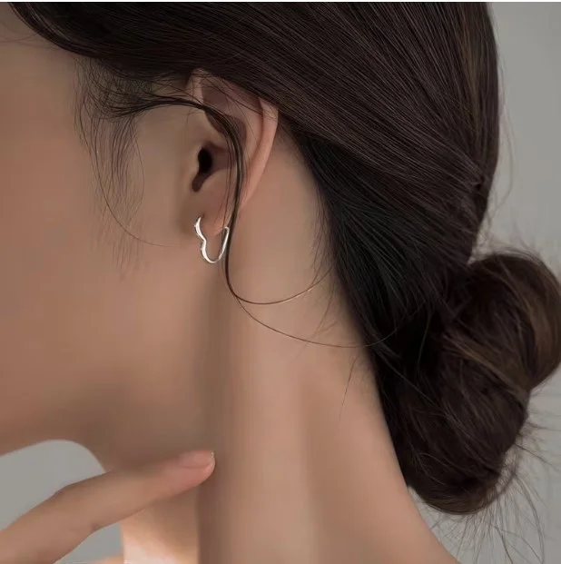 Boucles d'oreille créoles femme acier inoxydable doré argenté COEUR 96637 - Photo 6