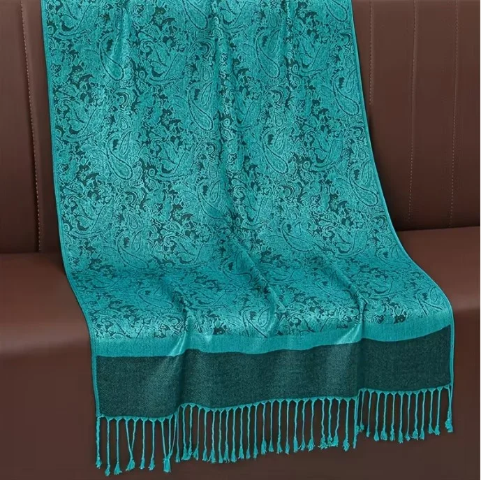 Châle écharpe longue pour femme polyester 70 x 180 cm PAISLEY TURQUOISE 516715 - Photo 3