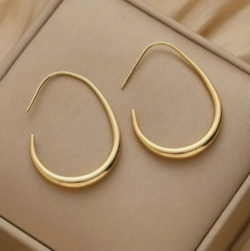 Boucles d'oreille créoles femme forme goutte alliage doré 573372 - Photo 1