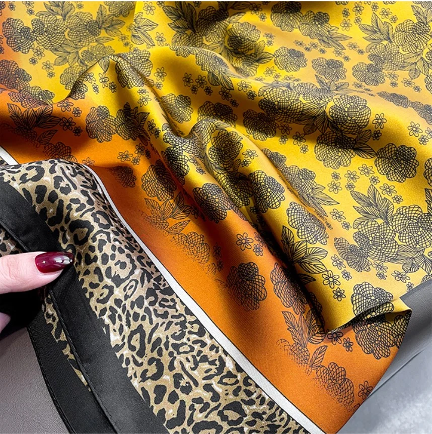 Foulard long femme 180 x 90 cm Polyester effet soie LEOPARD FLEURI FOU 320 E - Photo 4