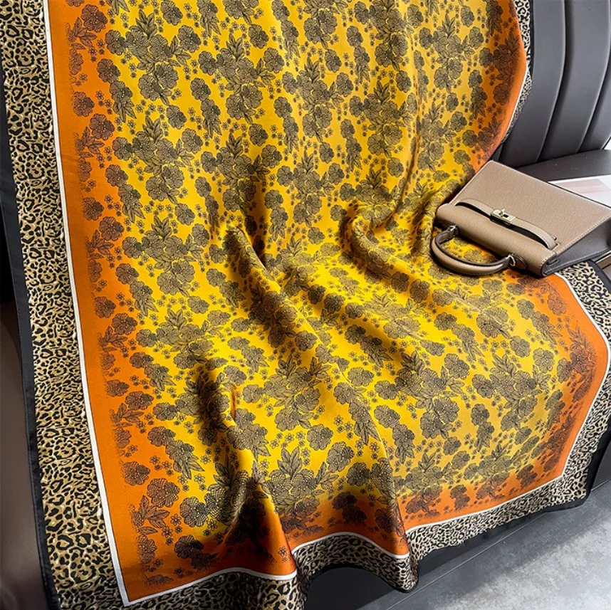 Foulard long femme 180 x 90 cm Polyester effet soie LEOPARD FLEURI FOU 320 E - Photo 5
