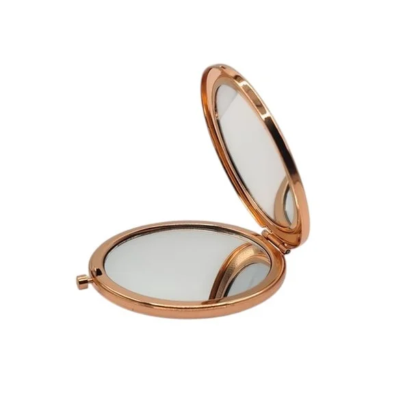 Miroir pliant compact de sac rond doré rosé double face Chat fleur 05049 - Photo 2