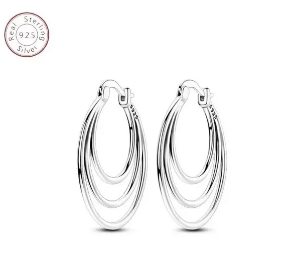 Boucles d’oreille trois créoles ovale femme argent 925 28 x 20 mm KTE 422 - Mapierrine