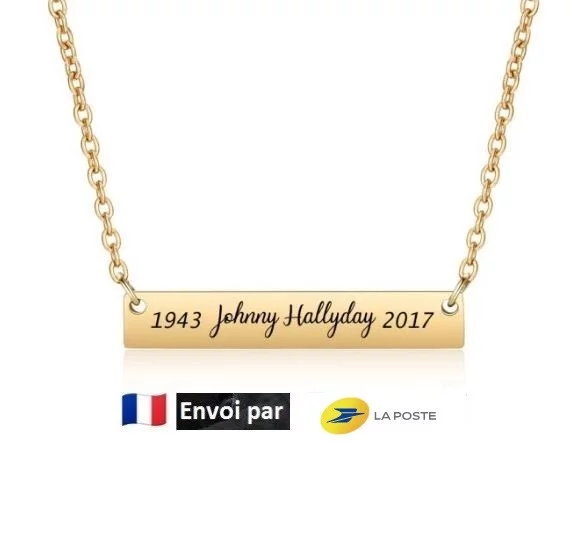 Collier hommage barre ID Johnny Hallyday
