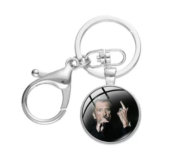 Porte-clés hommage cabochon Johnny Hallyday