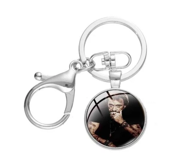 Porte-clés hommage cabochon Johnny Hallyday