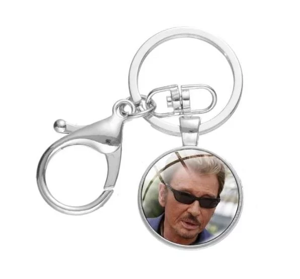 Porte-clés hommage cabochon Johnny Hallyday