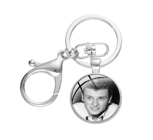 Porte-clés hommage cabochon Johnny Hallyday