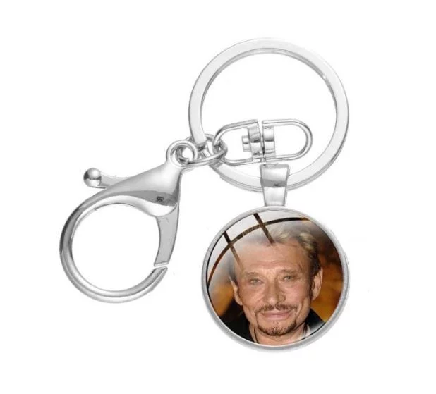Porte-clés hommage cabochon Johnny Hallyday