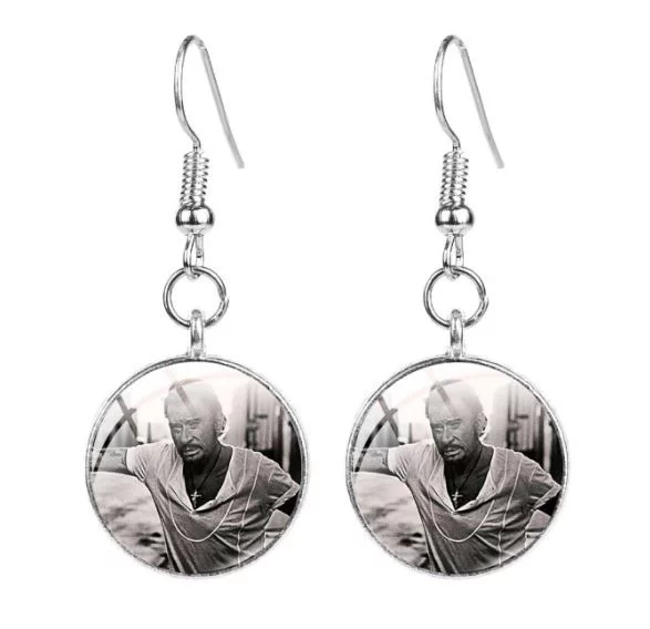 Boucles d’oreilles hommage cabochon Johnny Hallyday