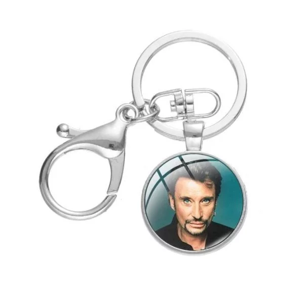 Porte-clés hommage cabochon Johnny Hallyday