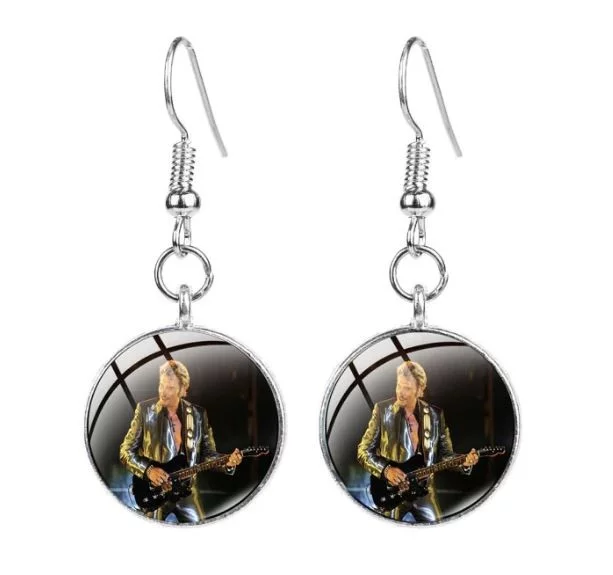 Boucles d’oreilles hommage cabochon Johnny Hallyday