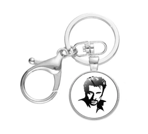 Porte-clés hommage cabochon Johnny Hallyday