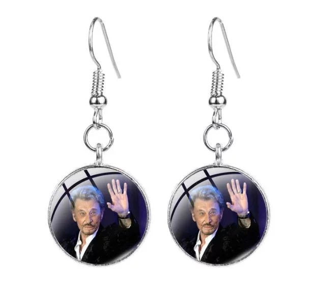 Boucles d’oreilles hommage cabochon Johnny Hallyday