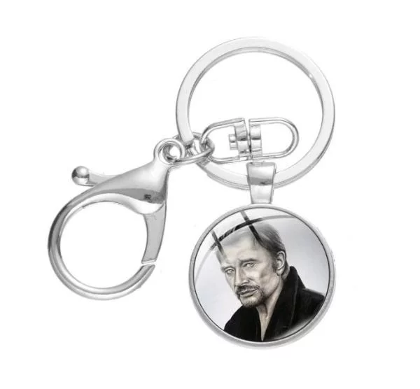 Porte-clés hommage cabochon Johnny Hallyday