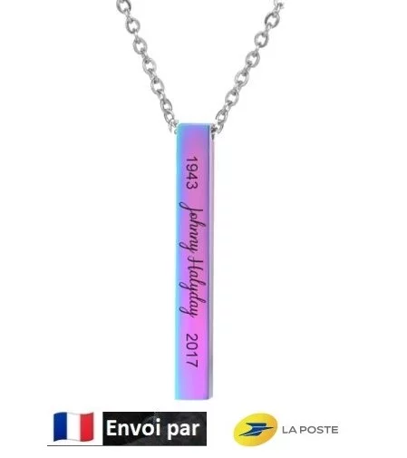 Collier hommage barre lingot ID Johnny Hallyday