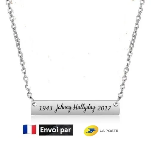 Collier hommage barre ID Johnny Hallyday