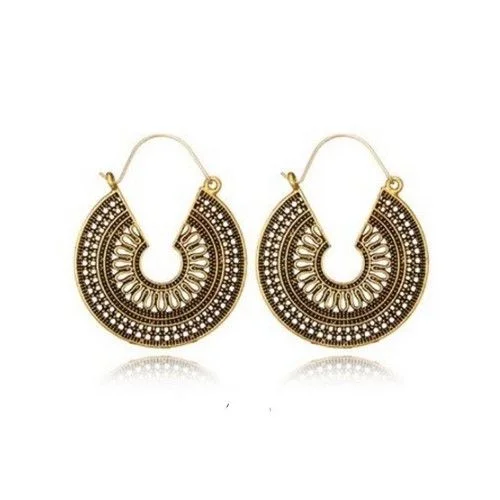 Boucles d'oreille femme pendante vintage alliage doré vieilli bohème ethnique 458 LO - Mapierrine