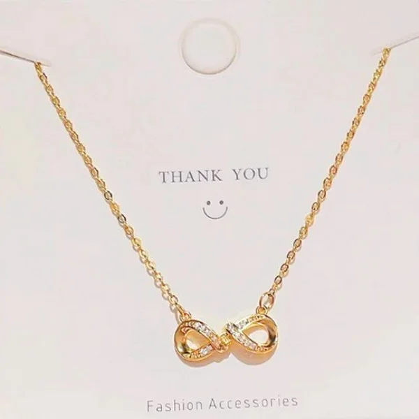 Collier pendentif femme acier inoxydable doré zircon INFINI - Photo 1