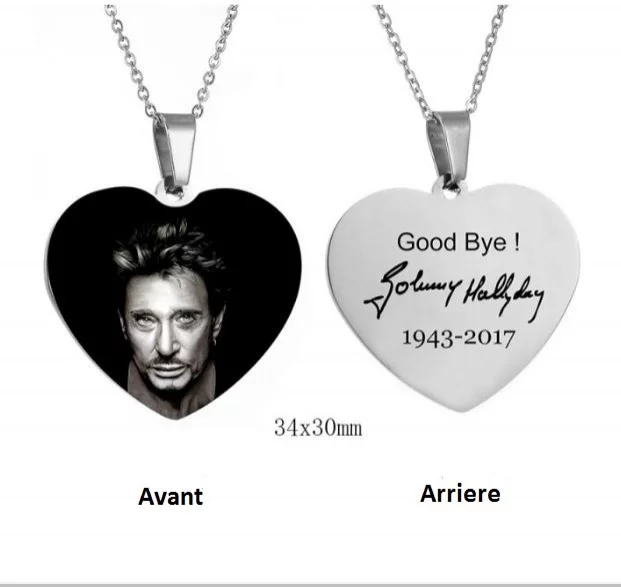 Collier Hommage avec pendentif Johnny Hallyday