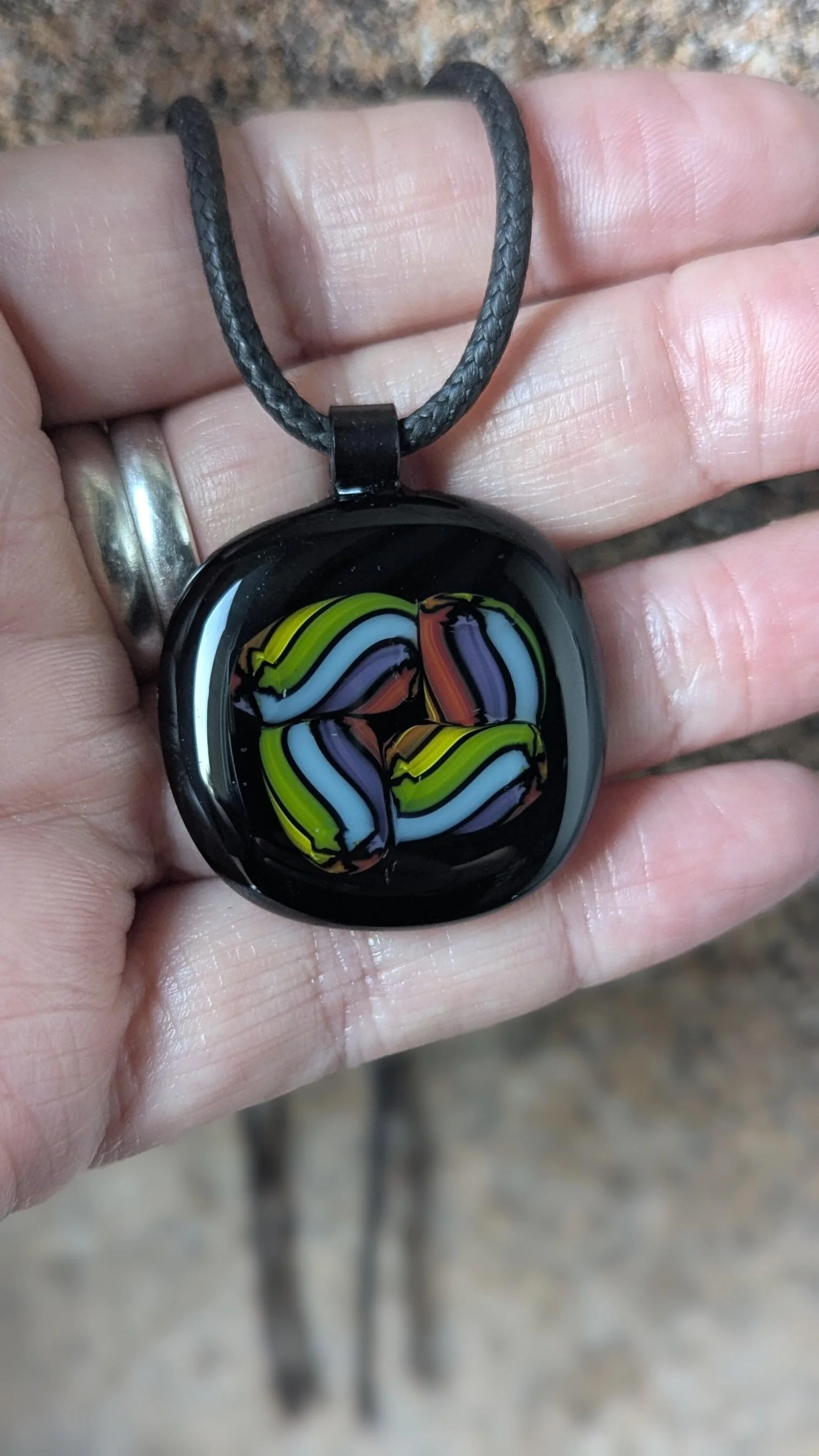 Pendentif en verre fusionné coloré avec collier cordon, cadeau de bijoux facile à envoyer - Photo 3
