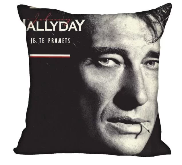 Housse de coussin en Polyester Johnny Hallyday ‘le taulier’