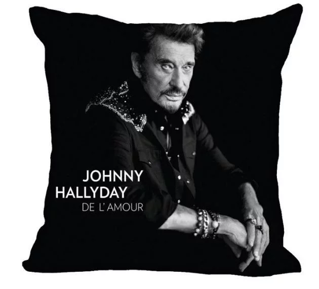 Housse de coussin en Polyester Johnny Hallyday ‘le taulier’