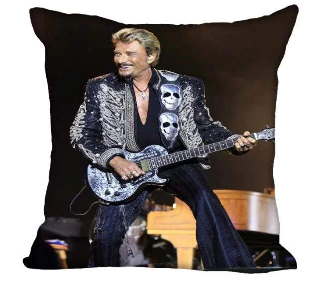 Housse de coussin en Polyester Johnny Hallyday ‘le taulier’