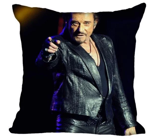 Housse de coussin en Polyester Johnny Hallyday ‘le taulier’