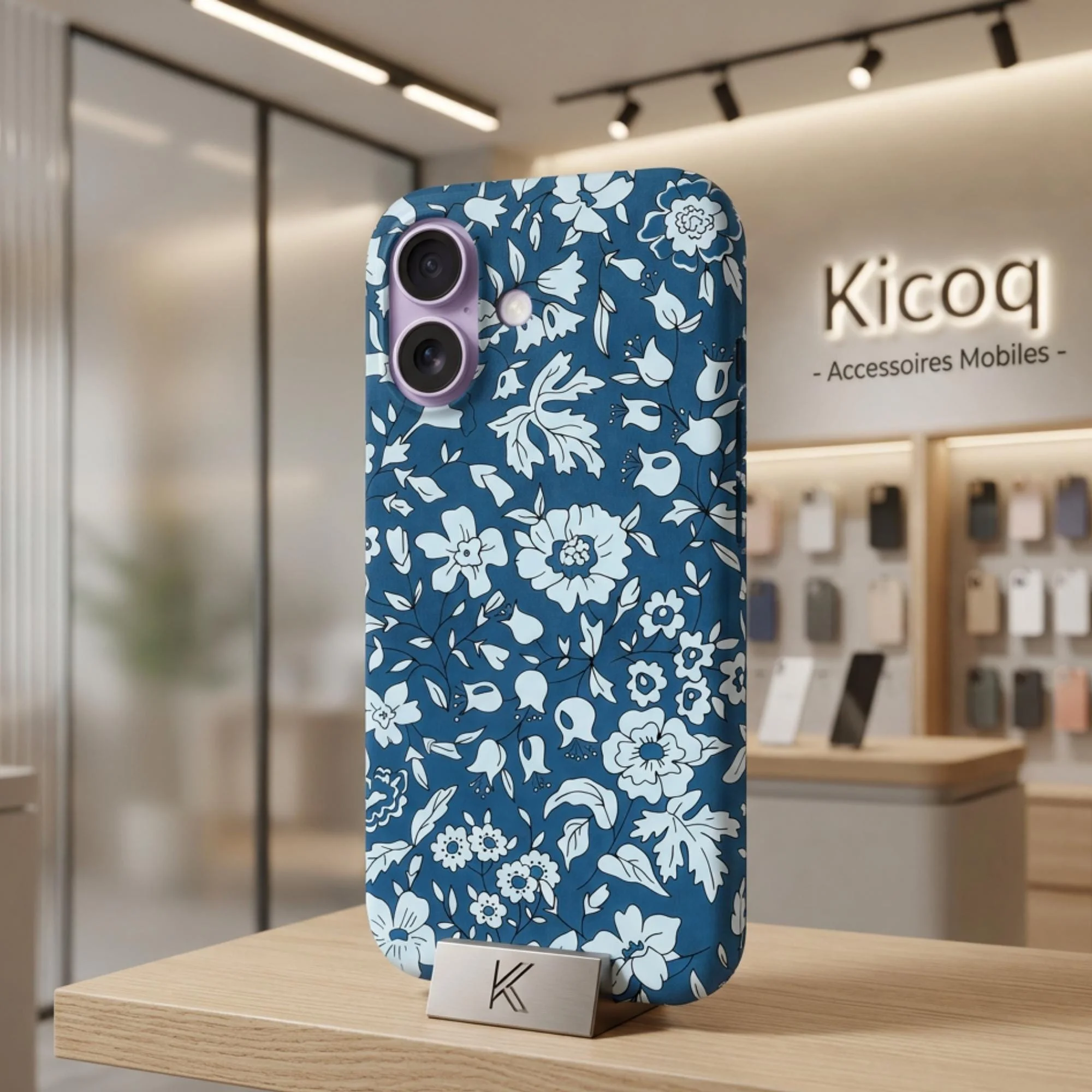 Coque pour iPhone Liberty Emma Bloom Bleu Pétrole - Photo 1