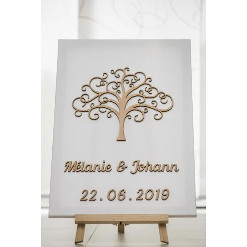 Arbre à empreintes en bois pour mariage, anniversaire, baptême - Photo 1