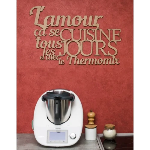 Citation murale "L'amour ça se cuisine tous les jours et avec le Thermomix" - Photo 1
