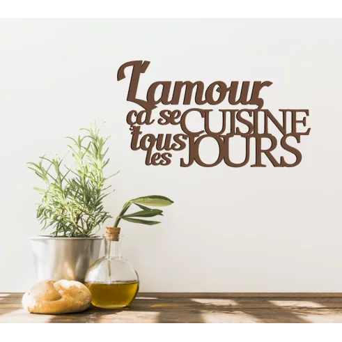 Citation murale "L'amour ça se cuisine tous les jours" - Photo 1