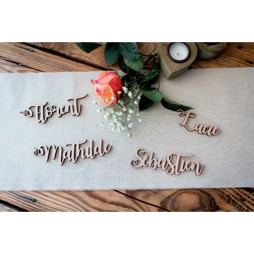 Marque place en bois pour mariage, anniversaire, baptême - nom de table - décoration de table - Super sjp