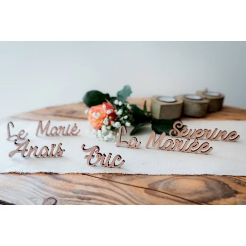 Marque place en bois pour mariage, anniversaire, baptême - nom de table - décoration de table champêtre - Super sjp