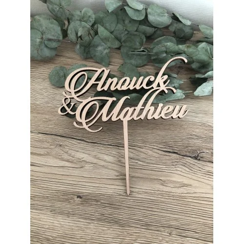 Cake topper sur 2 lignes à personnaliser Typo 1 , cake topper de mariage avec prénoms de mariés - Super sjp