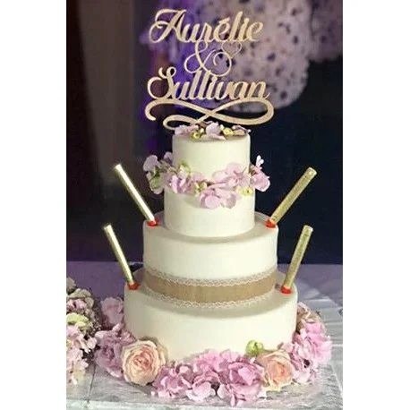 Cake topper de mariage avec prénoms de mariés - Super sjp