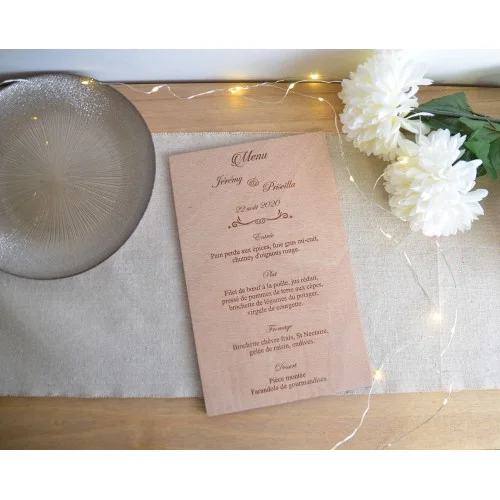 Menu en bois pour mariage ou événement, menu de table en bois à personnaliser - Super sjp