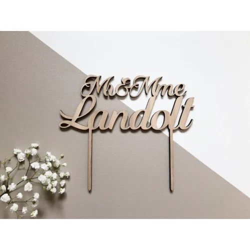 Cake topper de mariage Monsieur & Madame avec nom de famille - Photo 1