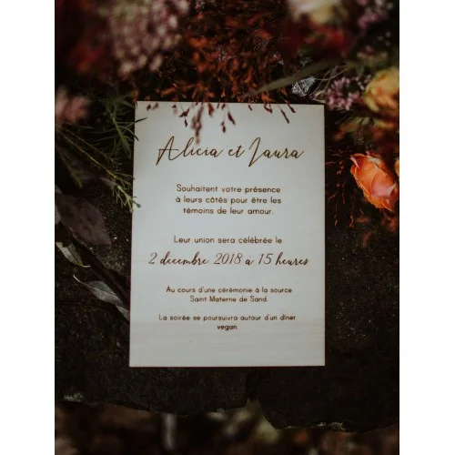 Faire-part de mariage en bois design et épuré - faire - Super sjp