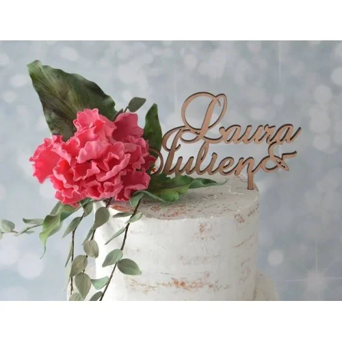 Cake topper sur 2 lignes à personnaliser Typo 2, cake topper de mariage avec prénoms des mariés - Super sjp