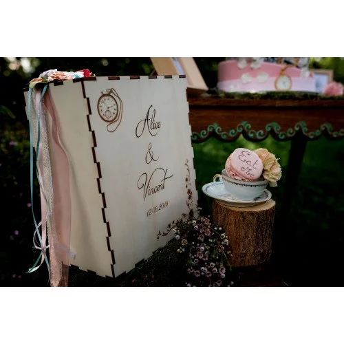 Urne à enveloppes à personnaliser pour mariage, baptême ou anniversaire - urne en bois gravée sur - Photo 1