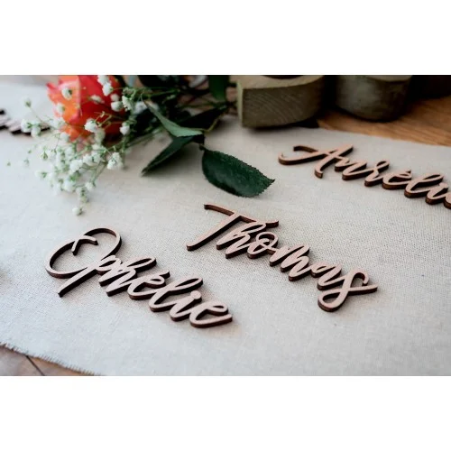 Marque place en bois pour mariage, anniversaire, baptême avec écriture manuscrite - décoration de table - Super sjp
