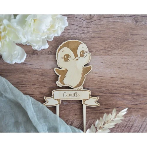 Cake topper pingouin