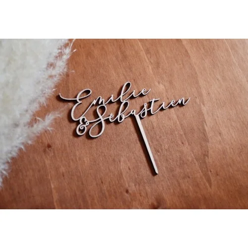 Cake topper sur 2 lignes à personnaliser Typo 4, cake topper de mariage avec prénoms des mariés - Super sjp