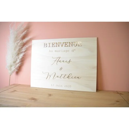 Panneau de bienvenue bois et plexiglas à personnaliser - Photo 1