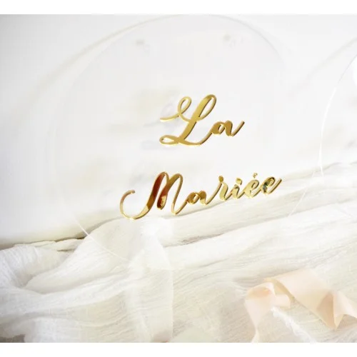 Décorations en plexiglas pour chaises des mariés avec texte "La Mariée" "Le Marié" - Super sjp