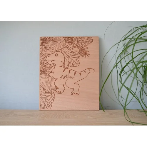Affichette en bois Dinosaure à personnaliser - Super sjp