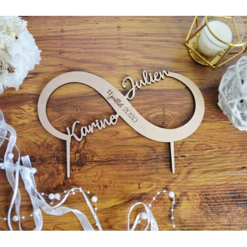 Cake topper de mariage avec signe infini à personnaliser - Super sjp