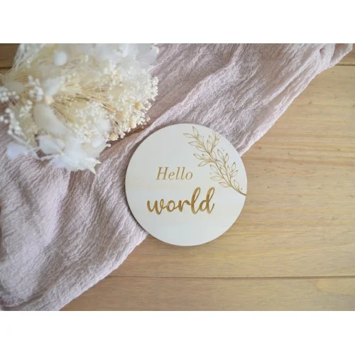Médaillon Hello world bois clair - Photo 1